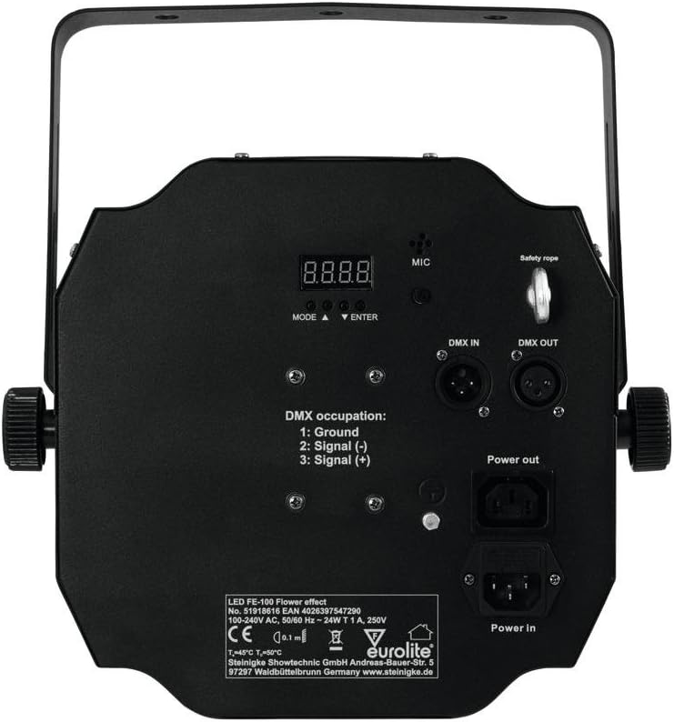 Eurolite LED FE-700 Flowereffekt | Lichteffekt mit RGBAWP Multicolor Farben | DMX | Musiksteuerung per integriertem Mikrofon | Strobe-Effekt | Master/Slave | LED Display | Mit Fernbedienung