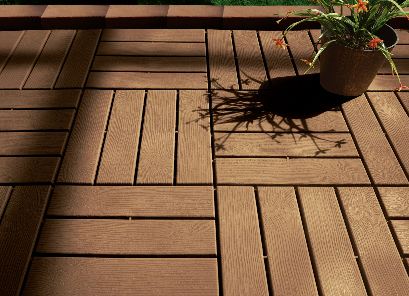 Terrassenplatten, 12er-Set, mit Stecksystem