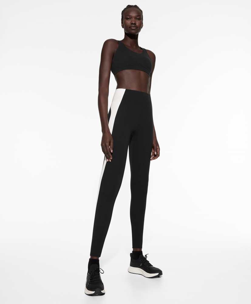 Leggings de compressão com blocos de cor até o tornozelo, 65 cm