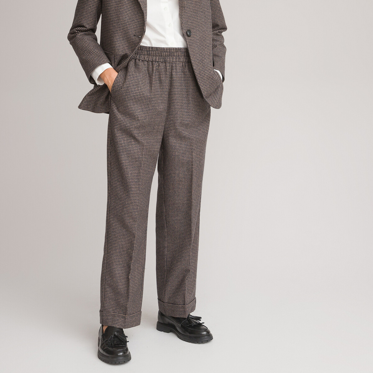 COLEÇÕES LA REDOUTE<br>Geruite wijde broek, lobo misto