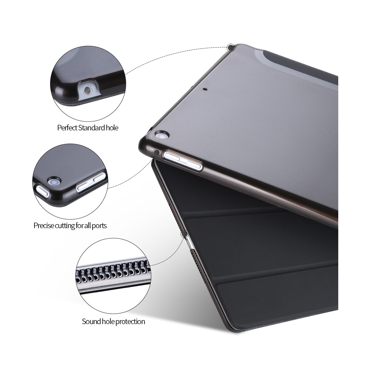 Deksel til iPad Air 1/iPad Air 2/New iPad 9.7 tommer, sort