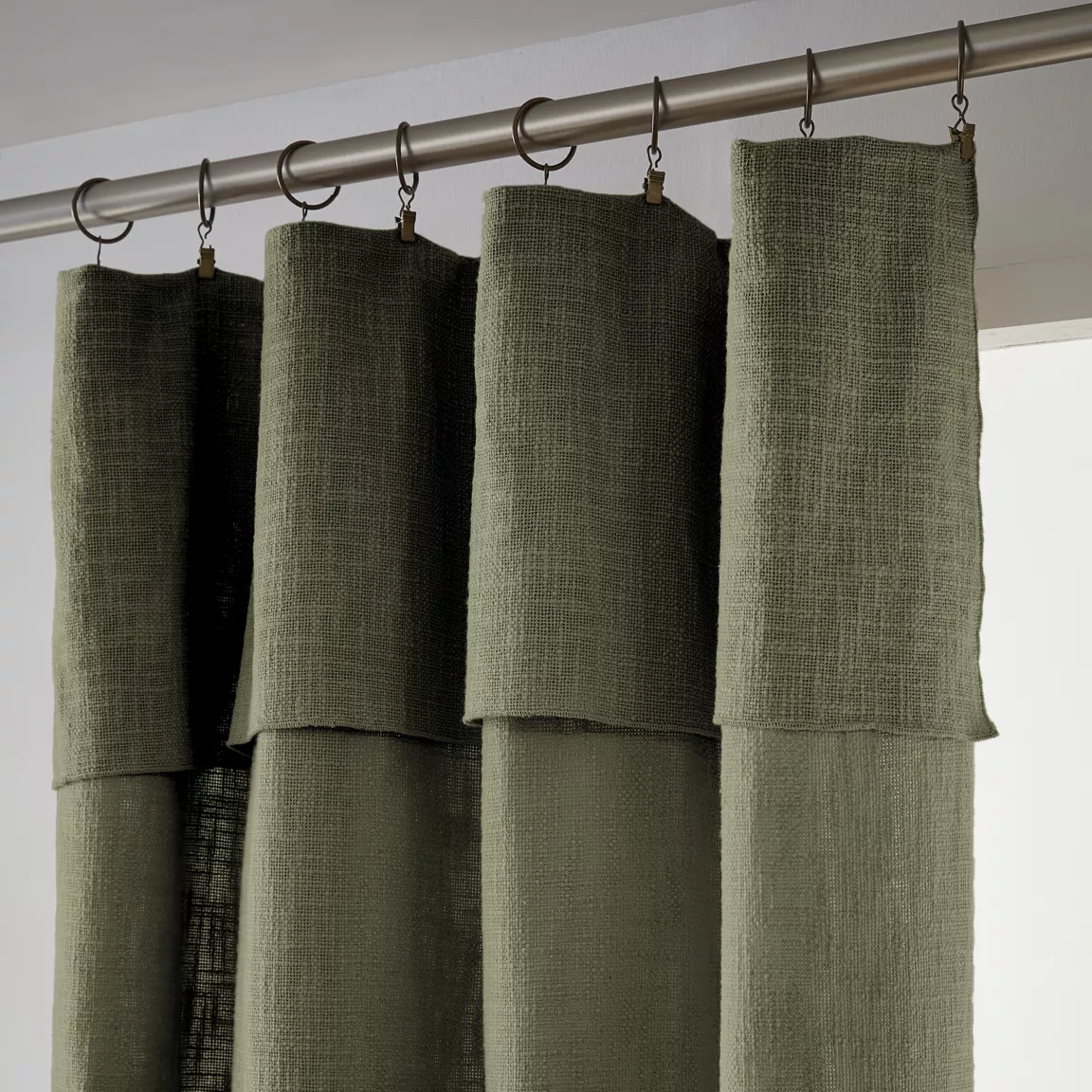 Rideau coton ajustable (140 x max 270 cm) Sixtine Vert romarin