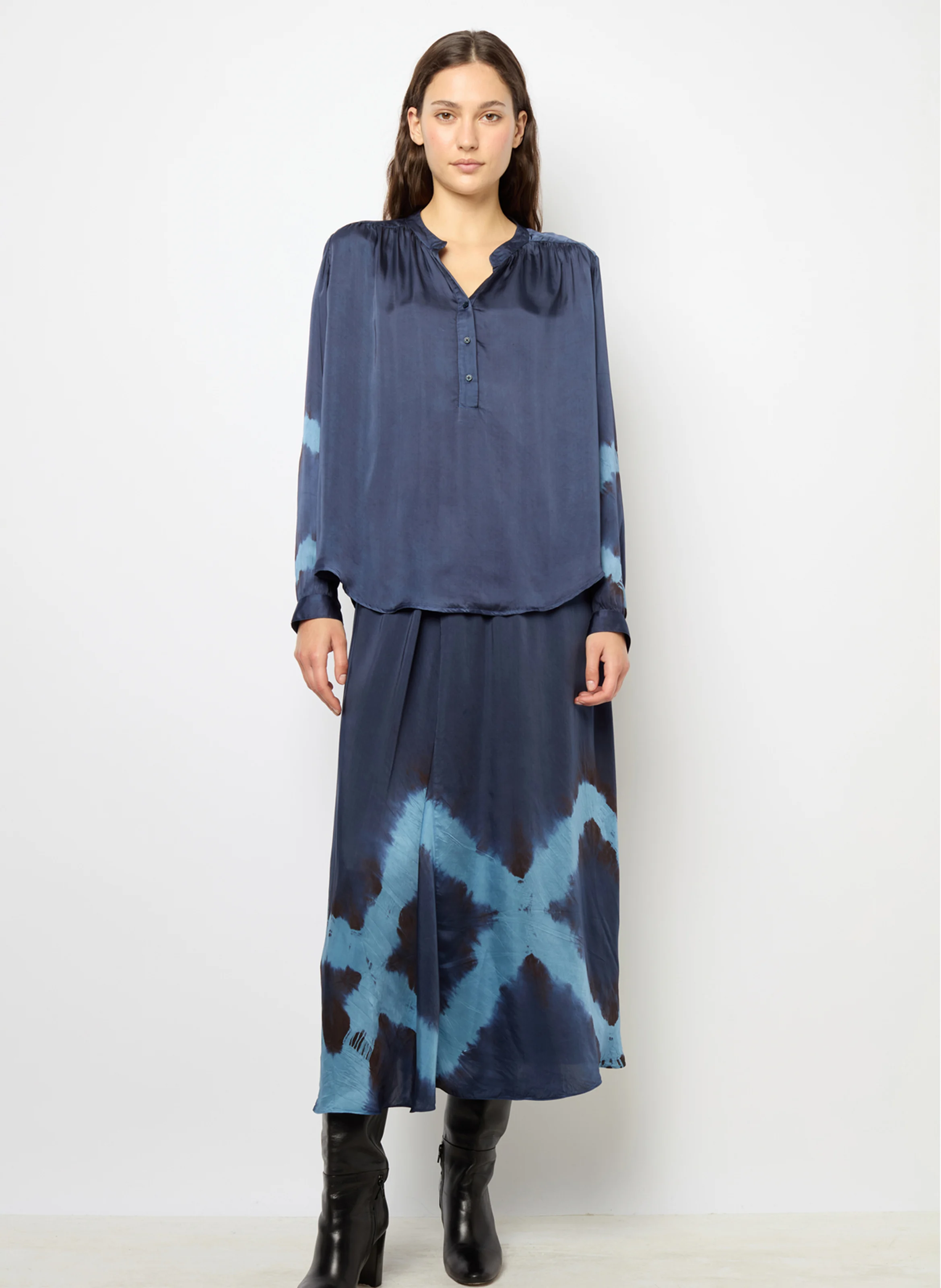 BENEDITH - Blouse col rond| Bleu