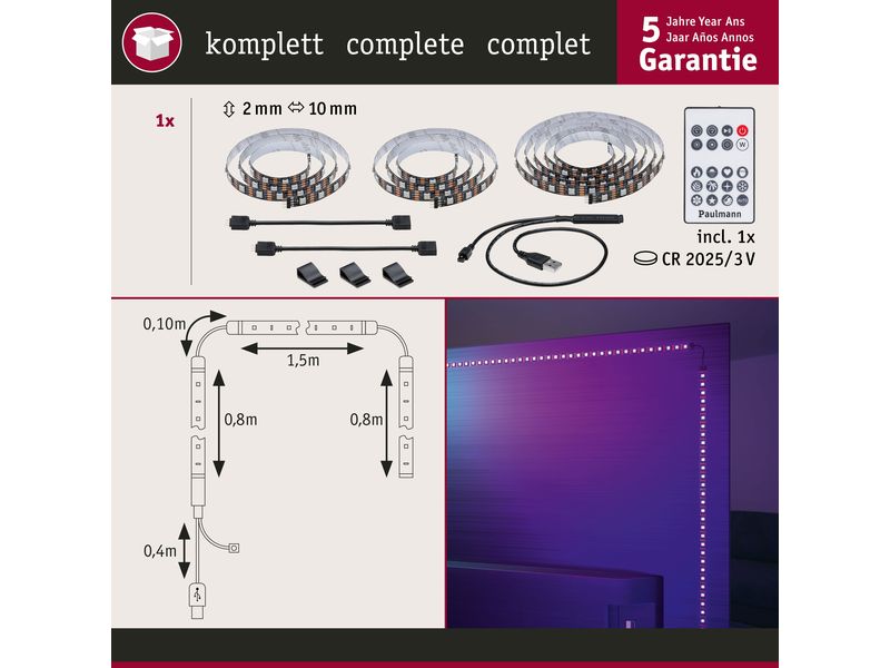 Paulmann EntertainLED USB Strip TV-Beleuchtung RGB , 75