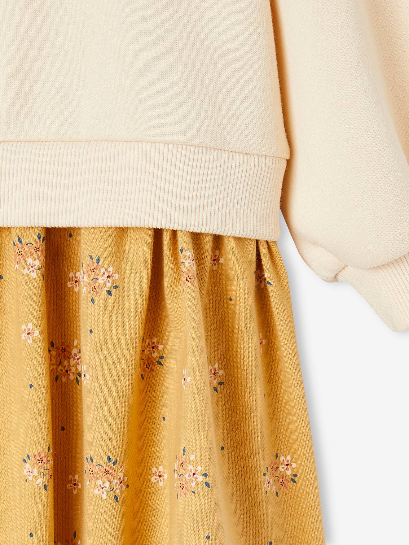 Vestido de dois tecidos para meninas, verde