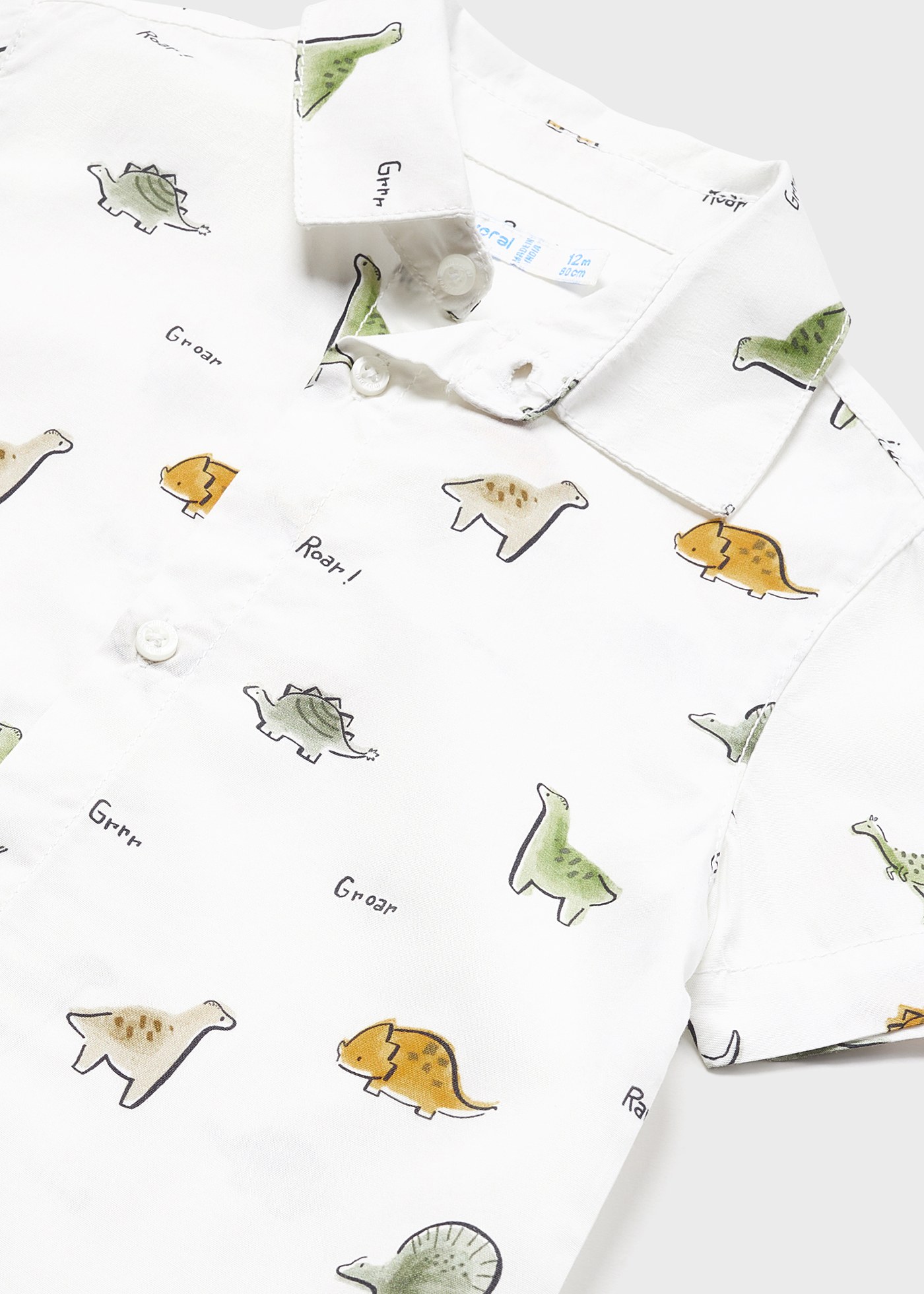 Camisa infantil de algodão estampado com mangas curtas