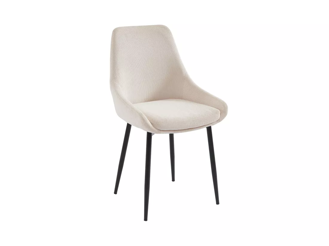 Lot de 2 chaises en velours côtelé et métal - Crème - MASURIE