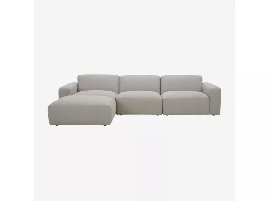 HABITAT - Grand canapé d'angle modulable en tissu - Gris perle - Cremi