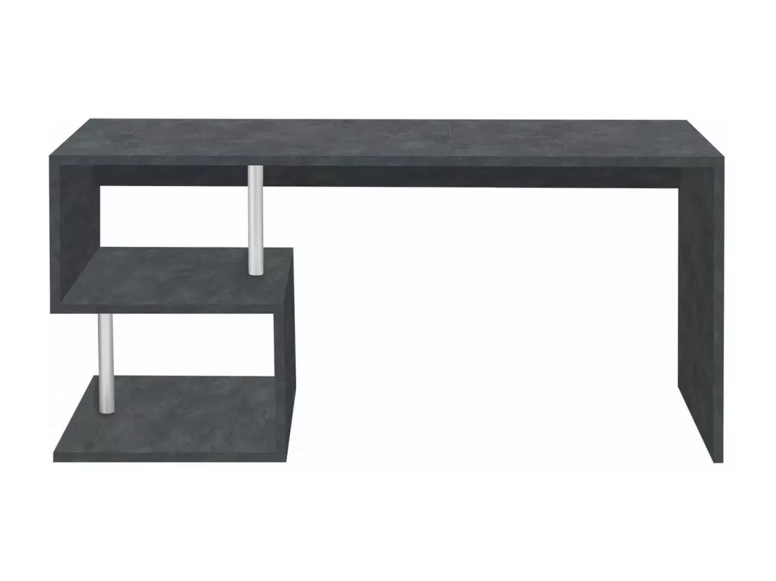 Bureau Dmarusi, Bureau PC Linéaire, Table de bureau polyvalente, Bureau gain de place multi-positions, 100% Made in Italy, 180x60h78 cm, Ardoise