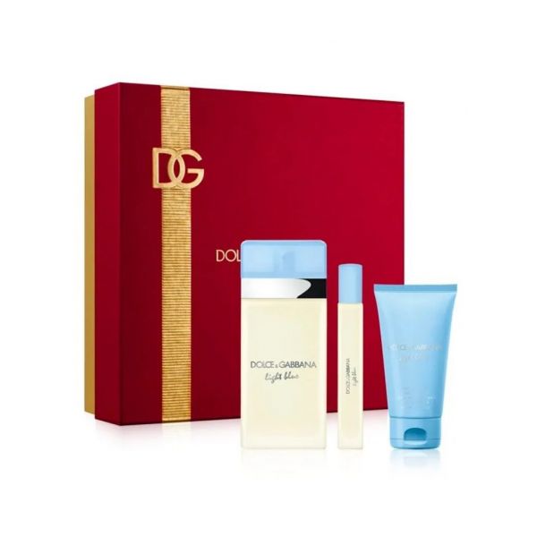 Dolce & Gabbana Light Blue Woman Eau de Toilette 100ml   Loção Corporal 50ml   Eau de Toilette 10ml Coffret (Original)