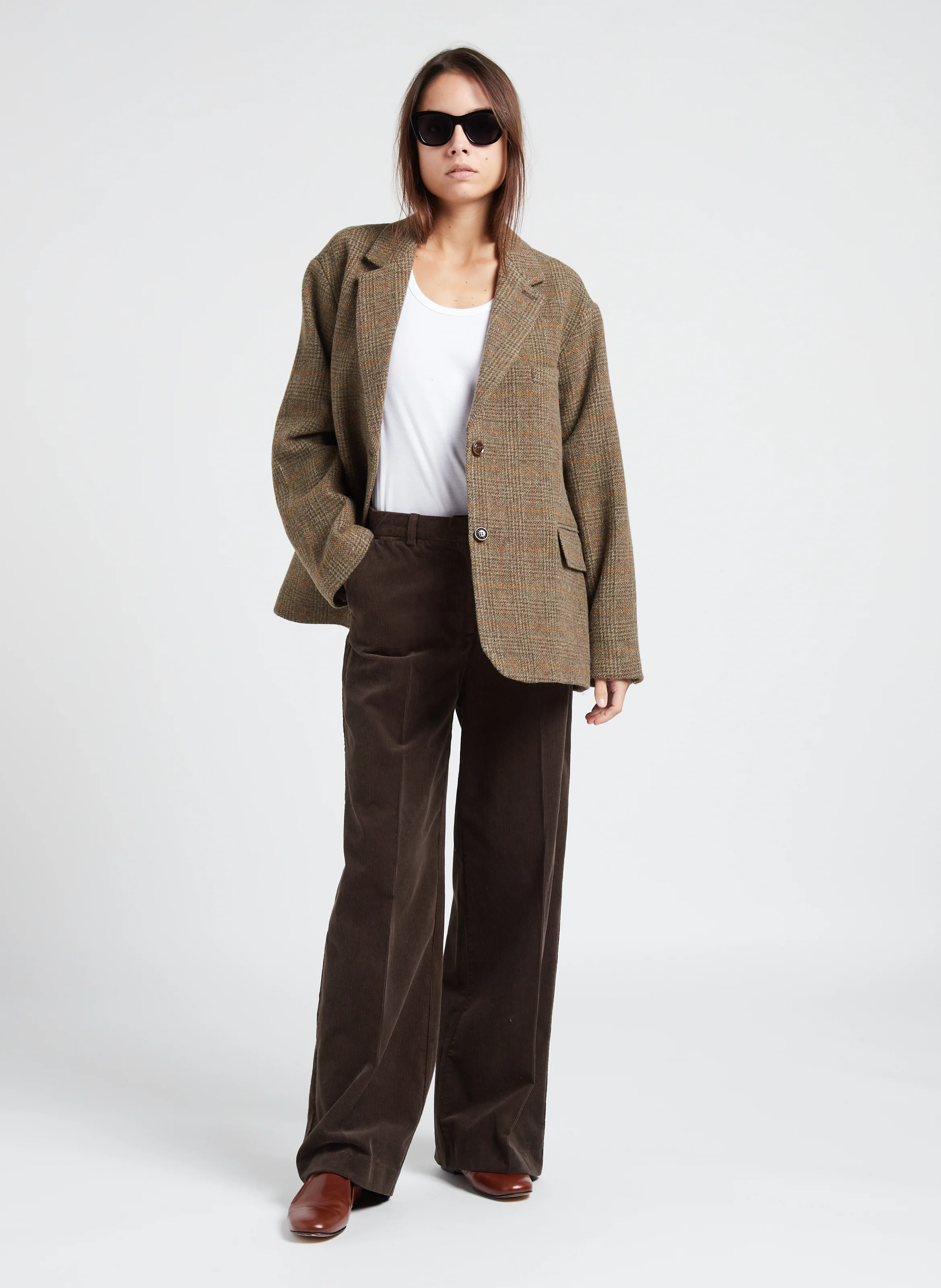 VARSOVIE - Pantalon large en coton | Marron