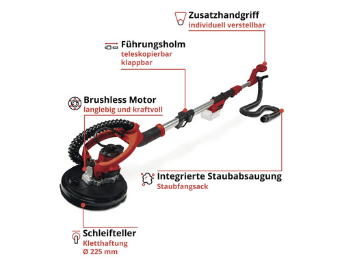Einhell Power X-Change TP-DW 18/225 Li accu-schuurmachine voor gipsplaten - Alleen los gereedschap, zonder accu en lader
