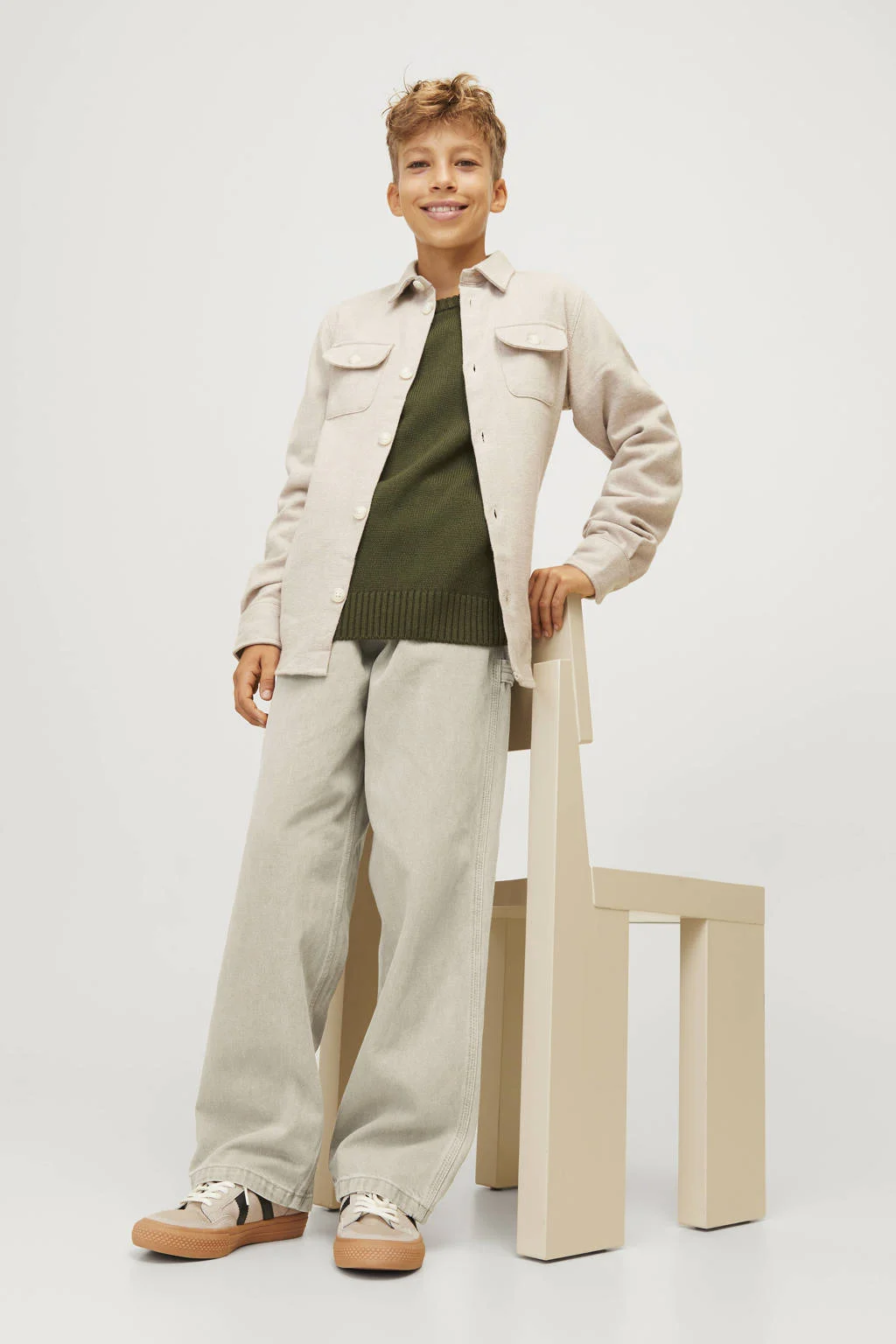JACK & JONES loose fit jeans JJIALEX JJCARPENTER beige