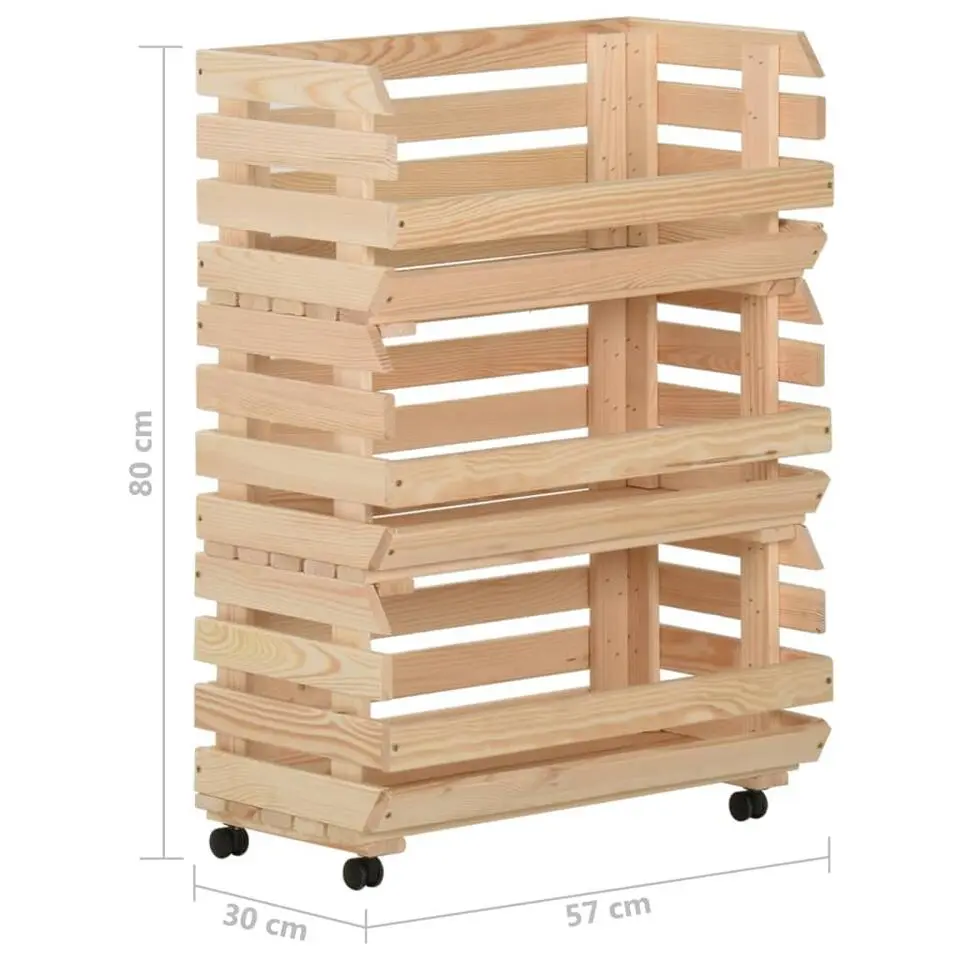 vidaXL - Groentetrolley - Bruin - Grenenhout - 57 x 30 x 80 cm