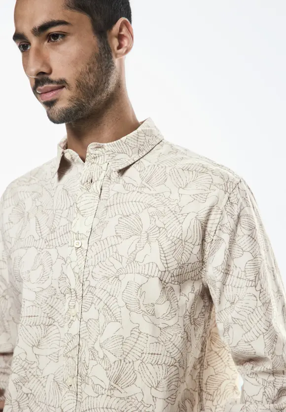Canvas Hemd mit Print - faded stone