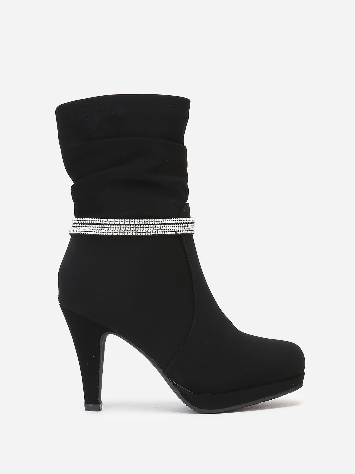 Bottines mattes à strass- Noir