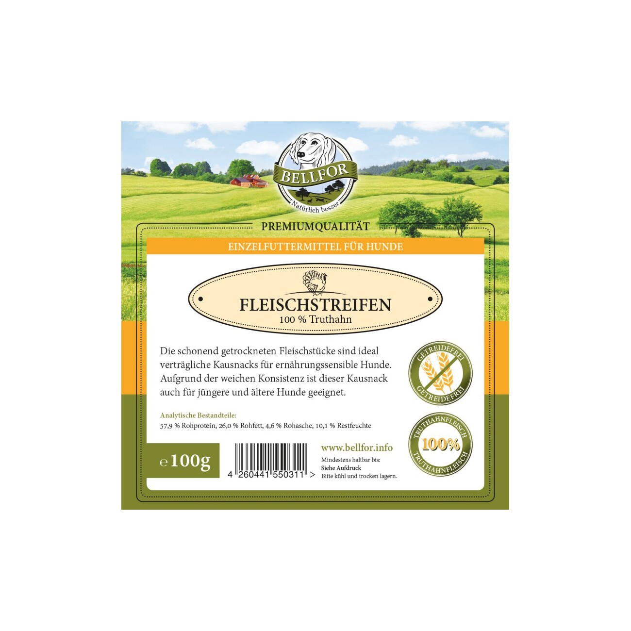 Bellfor Hundesnack Truthahn Trockenfleisch - 100g