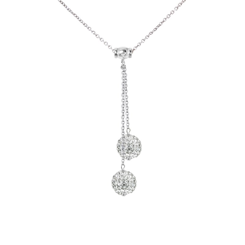 Collier TOI ET MOI - Cristal blanc/noir - Argent 925