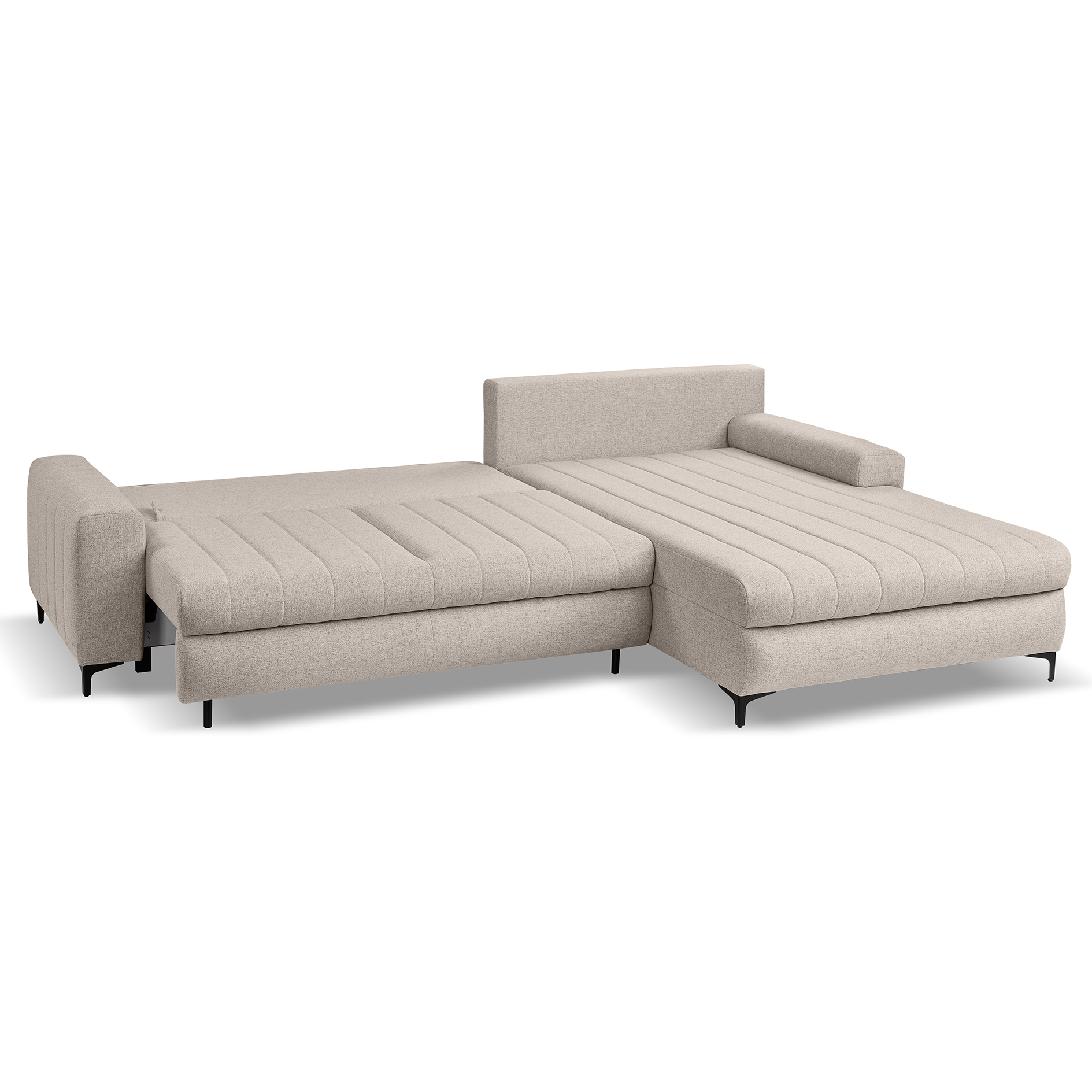 Ecksofa - beige - Liegefunktion und Staukasten