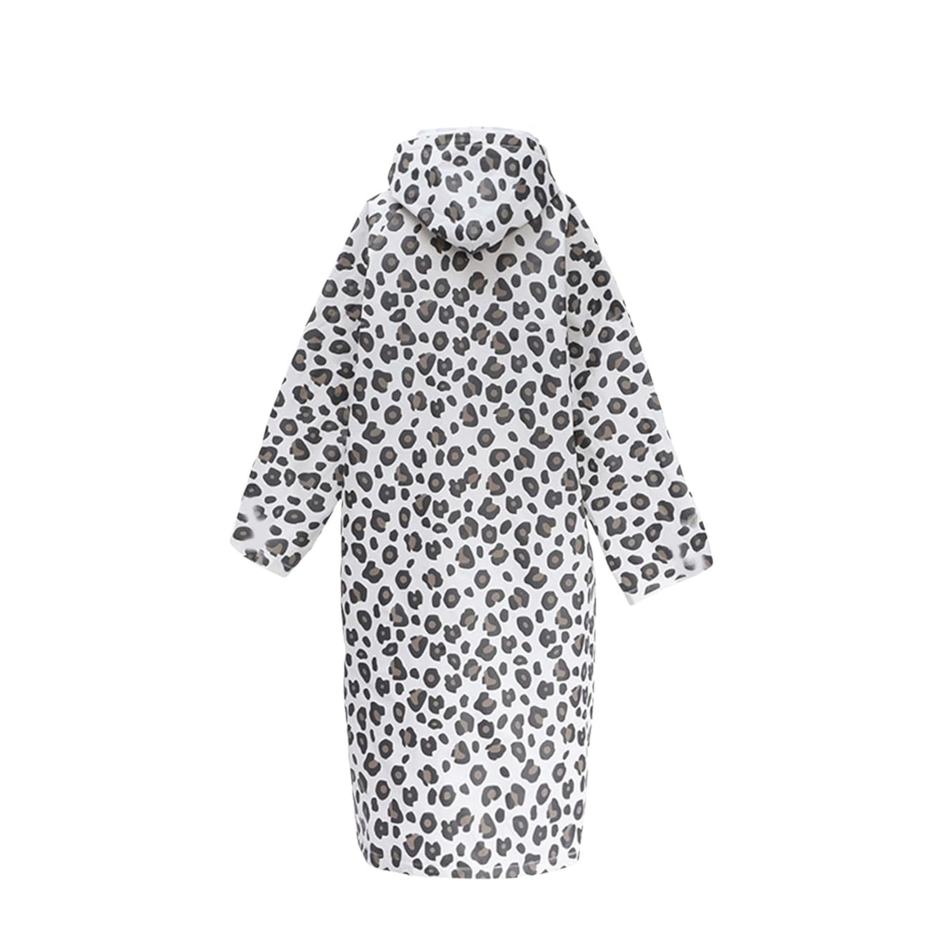 (150cm) Unisex Regenjacke Windmantel Poncho Regencape mit Kapuze   Druckknöpfe - Leopard