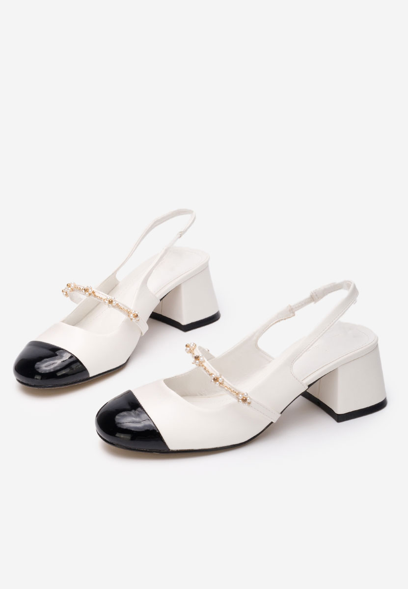 Chaussures à talon épais et bride blancs Paecia