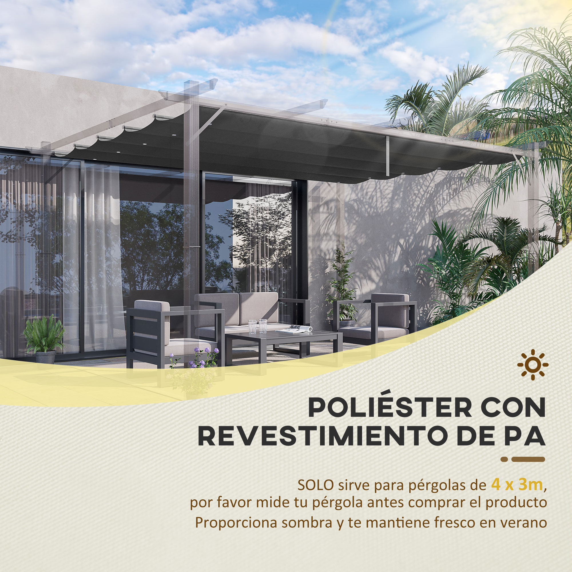 Cobertura para pérgola Outsunny cinza escuro