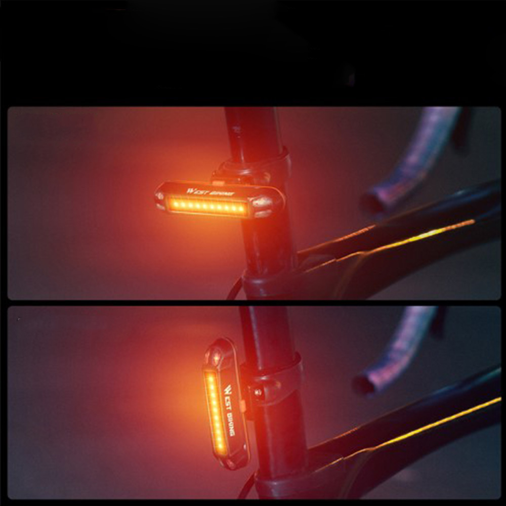 500mAh Wiederaufladbares USB Fahrrad Rücklicht Velo LED Warnlicht mit 3 Farben - Blau / Rot / Weiss