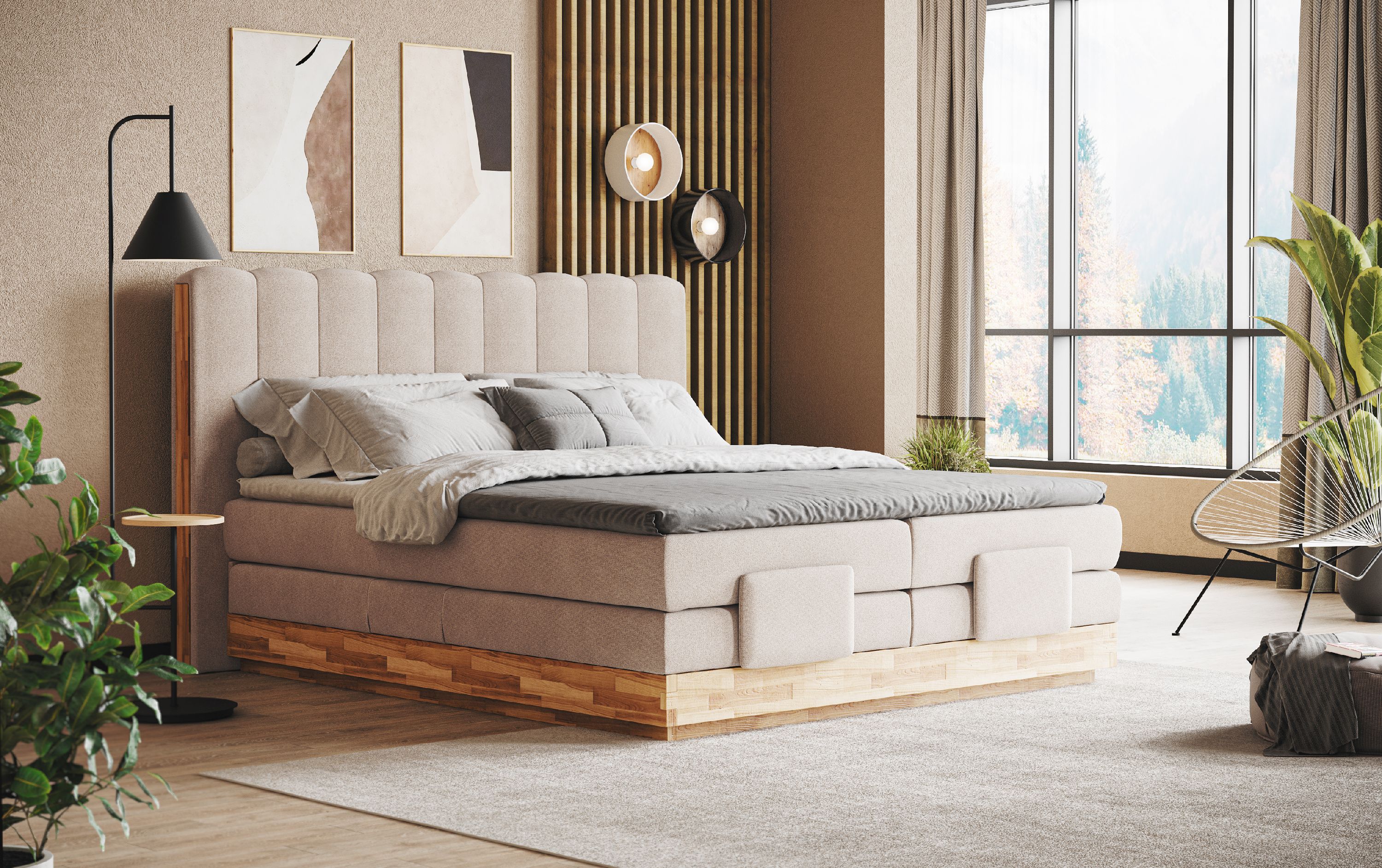 Boxspringbett VALMONDO INCANA 160X200 H2\/H2 sahara