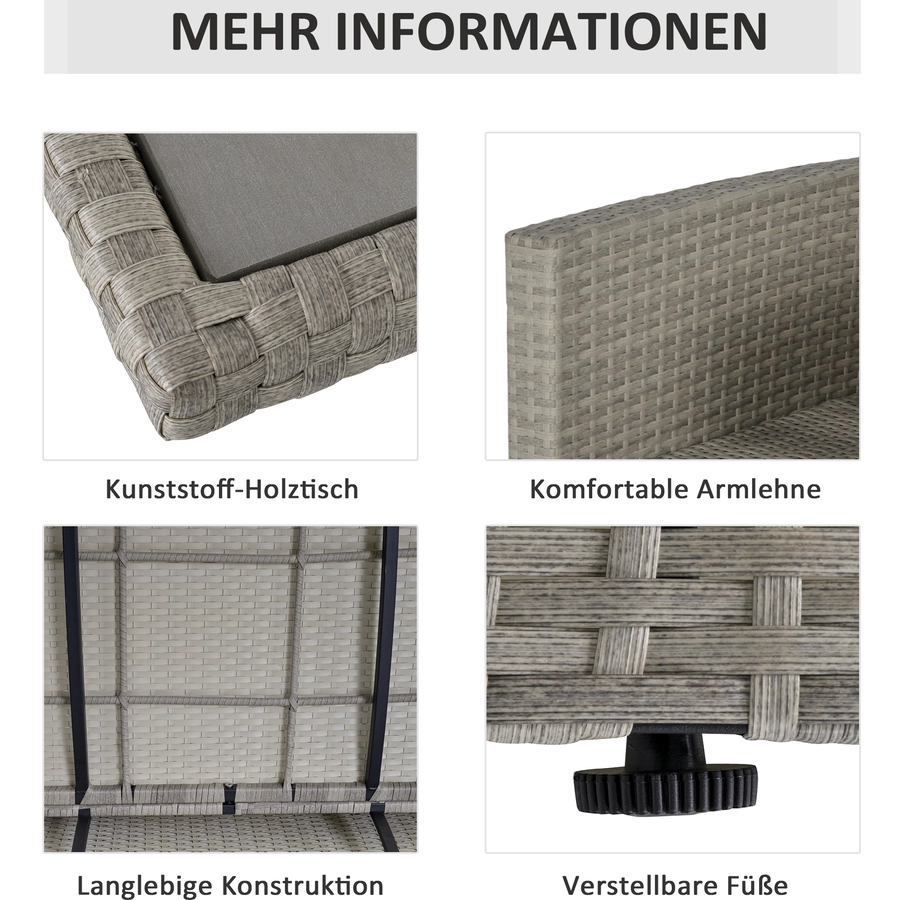 Outsunny Rattan Sitzgruppe 6 teilig grau