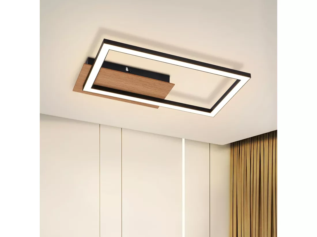 NETTLIFE plafonnier LED plafonnier moderne 12W bois 3000K