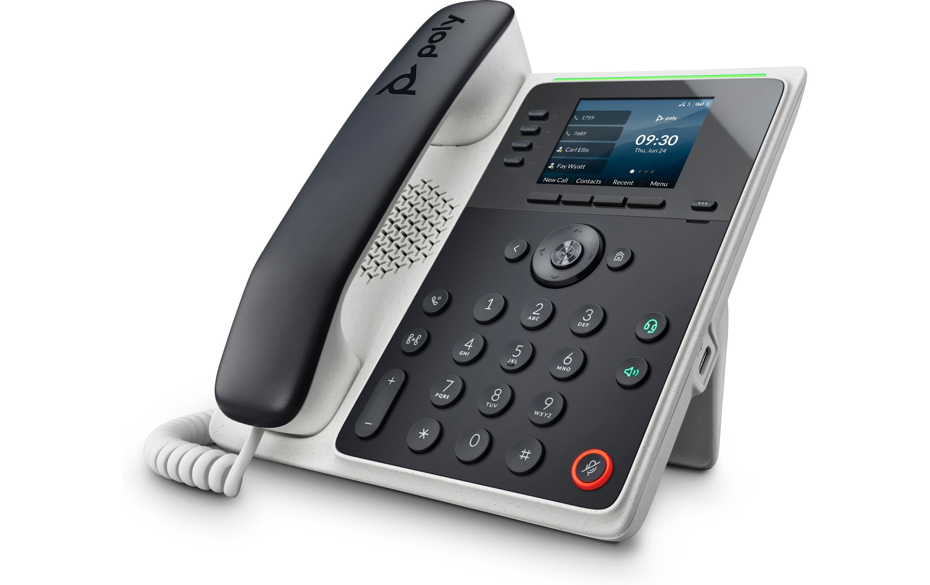 Tischtelefon Poly Edge E220 Schwarz/WeissVielseitiges Telefon in elegantem Design
