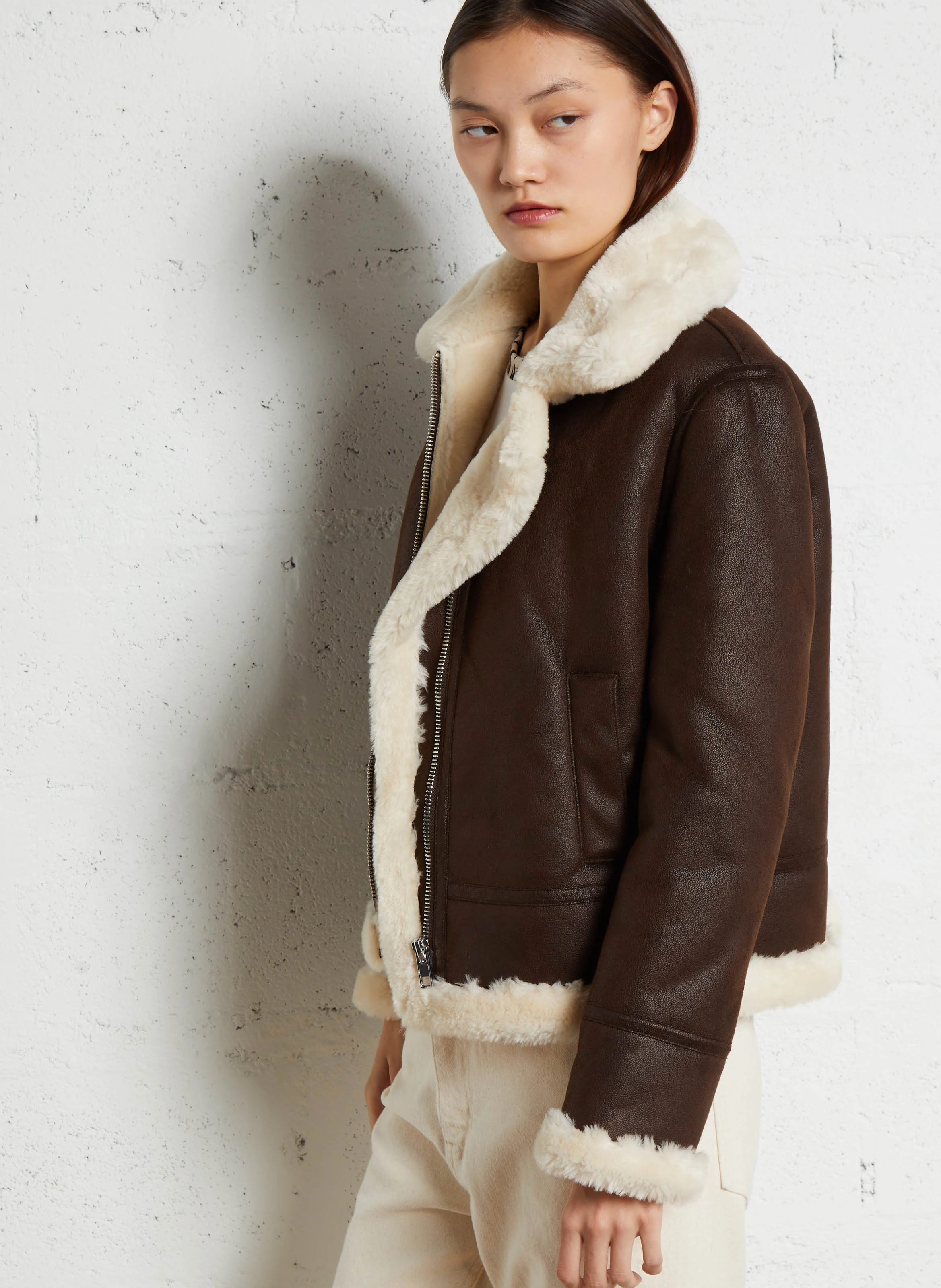 MALVINO - Manteau court col classique | Marron