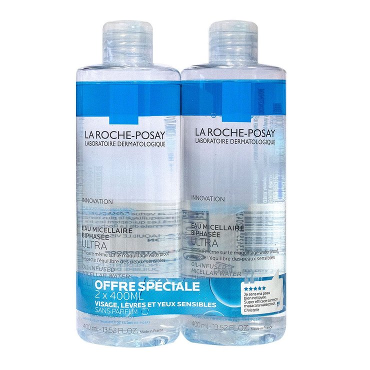 Eau Micellaire bi-phasée ultra démaquillante 2x400ml