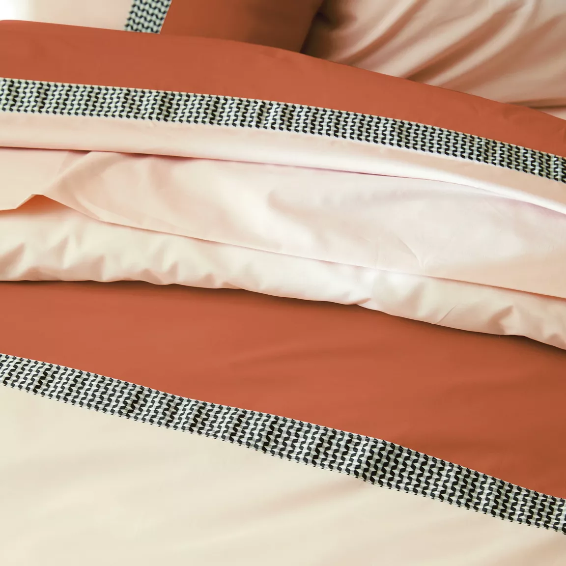 Taie d'oreiller carrée percale de coton (65 x 65 cm) Macassar Cognac
