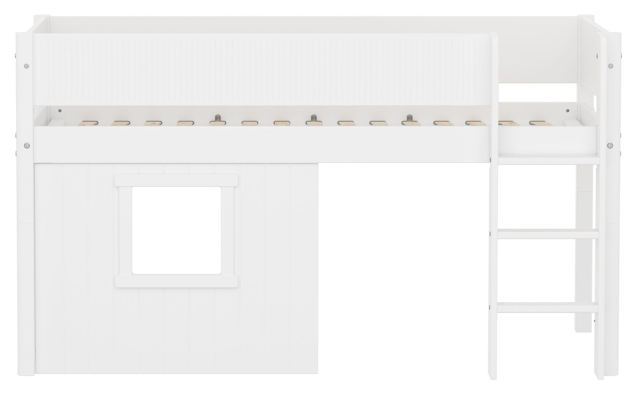Flexa WHITE Halbhochbett mit Baumhaus - Weiss / B: 109.0 cm x T: 210.0 cm x H: 120.0 cm