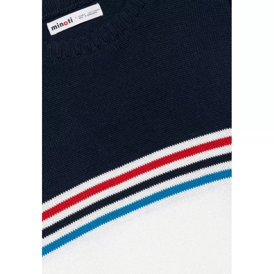 MINOTI Rundhalspullover BlauCremeweißRot