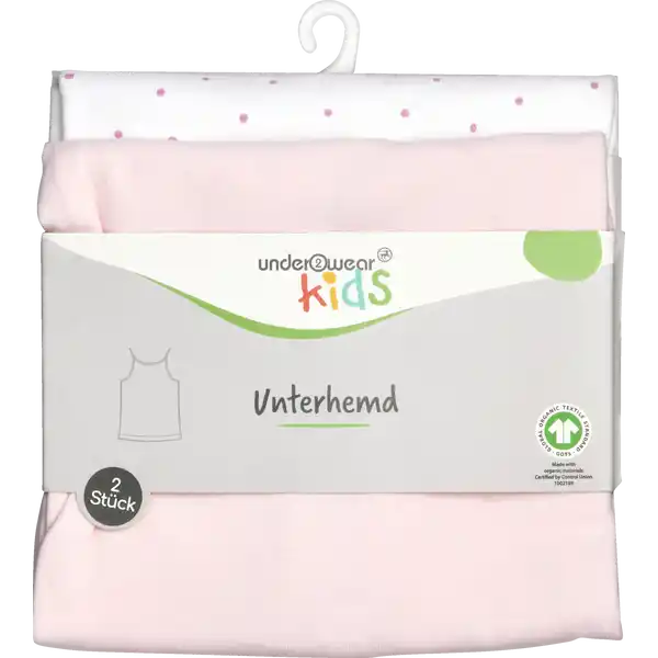 2er-P. Mäd. Unterhemd Must. 122 / 128 GOTS