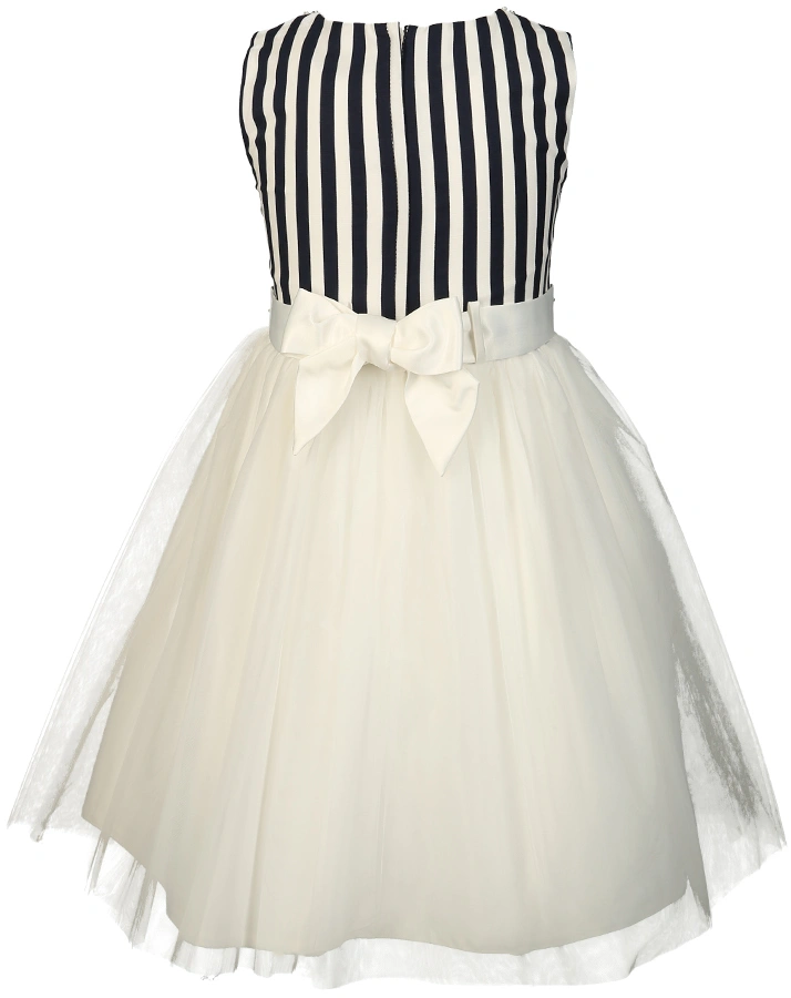 Tüll-Kleid STRIPES & PEARLS in navy/ecru