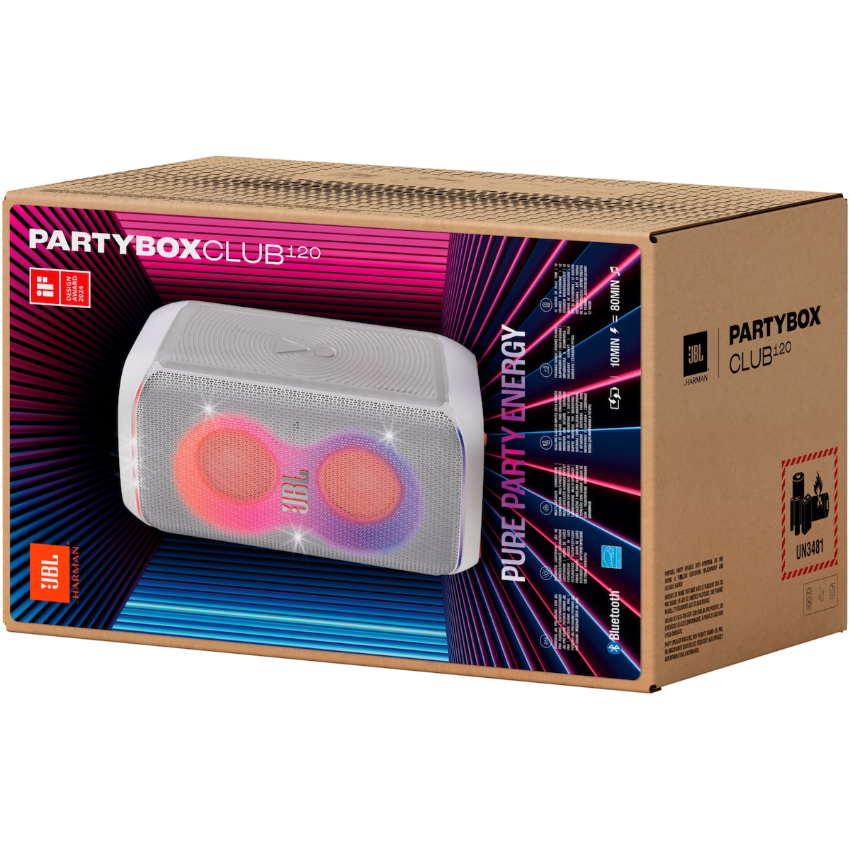 JBL PartyBox Club 120 partyhøyttaler (hvit)