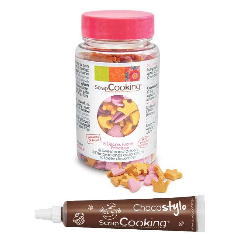 Décors sucrés Princesse + Stylo chocolat Scrapcooking