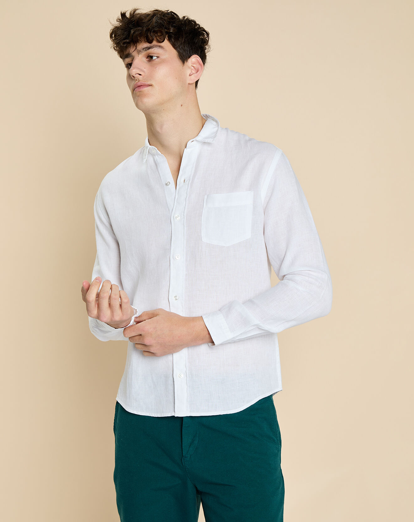 Harris Wilson Chemise slim 100% Lin Danny blanche