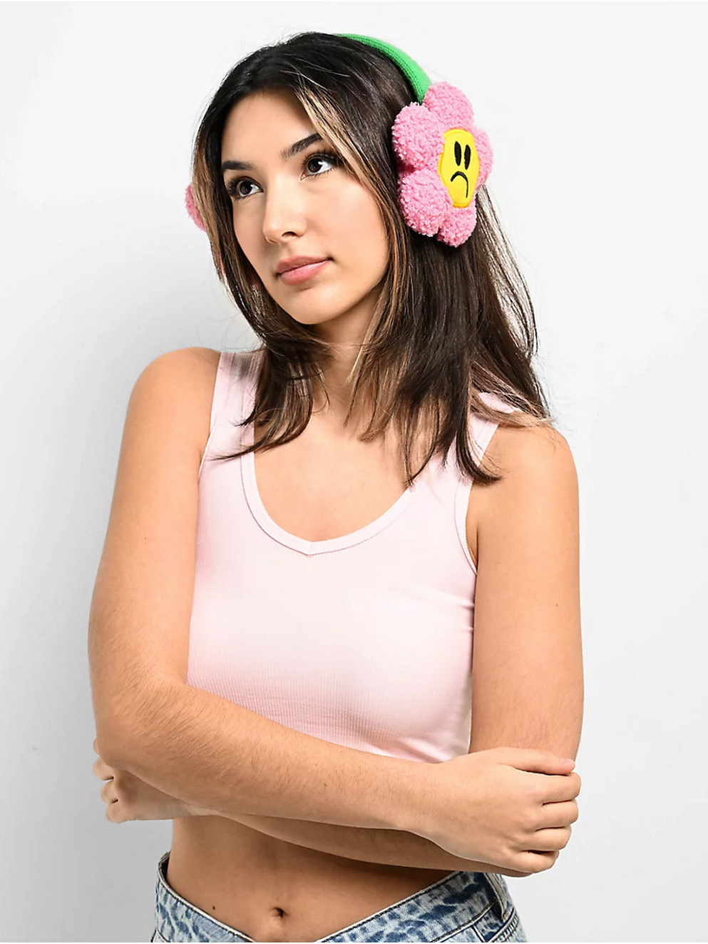 A.LAB Sad Flower Earmuffs Beanie pink