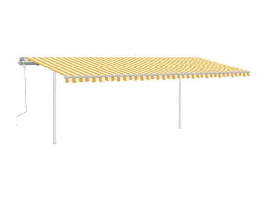 Auvent manuel rétractable avec LED 6x3 m Jaune et blanc