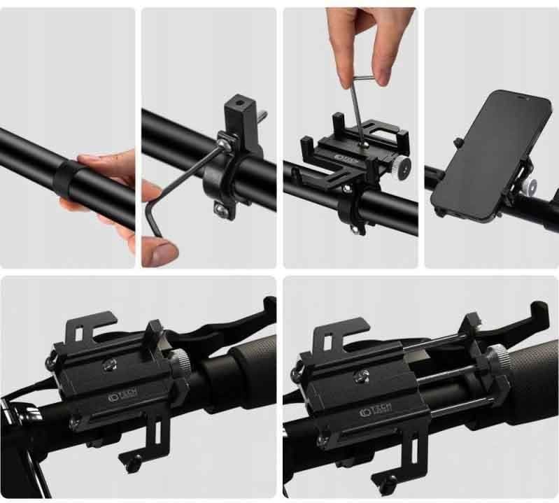 Tech Protection - Universele Stevige Fietshouder - Zwart/Rood