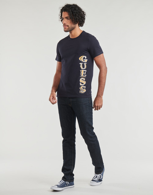 Guess - SS CN VERTICAL GUESS TEE - Marine
