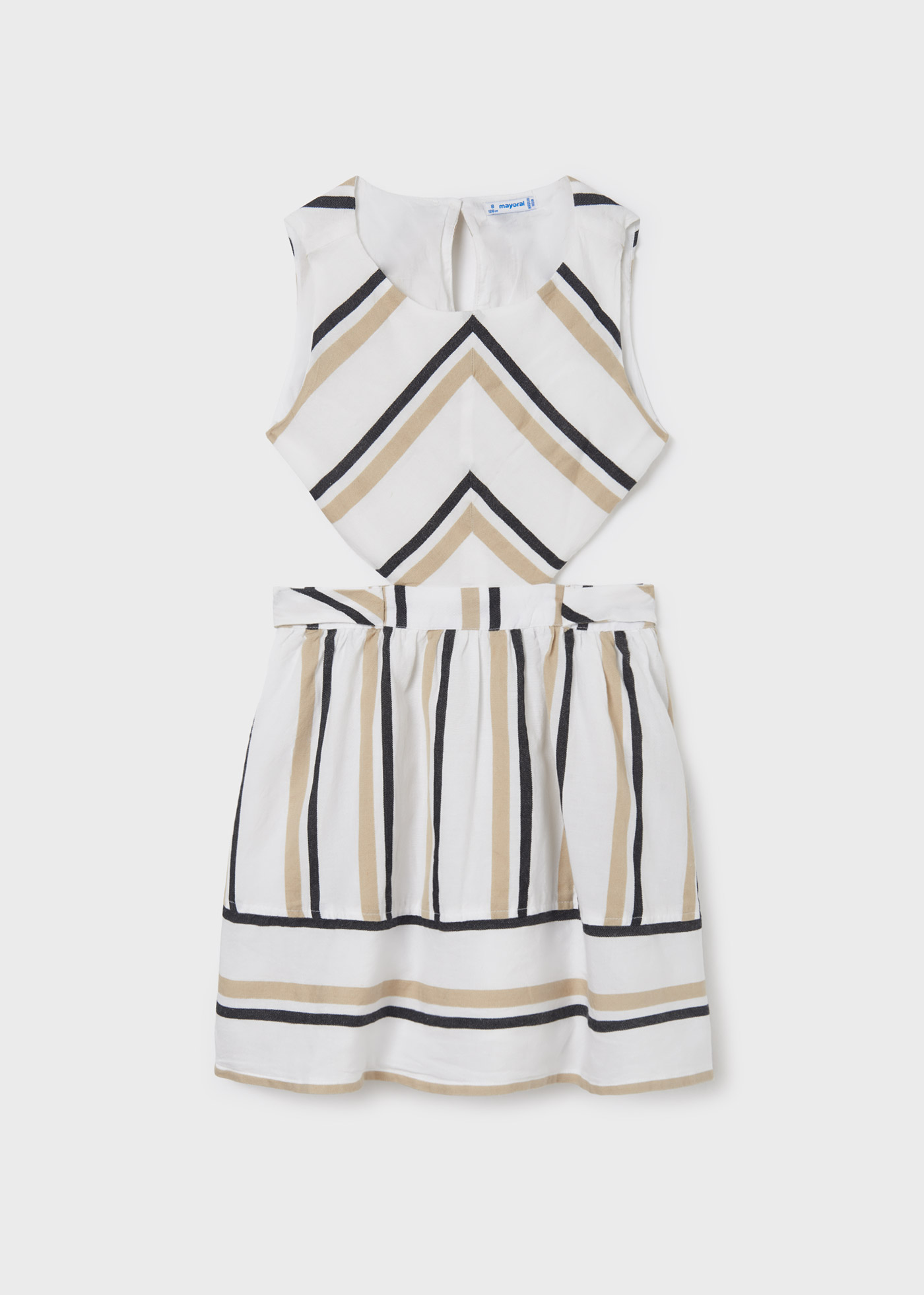 Vestido listrado com detalhe vazado para meninas