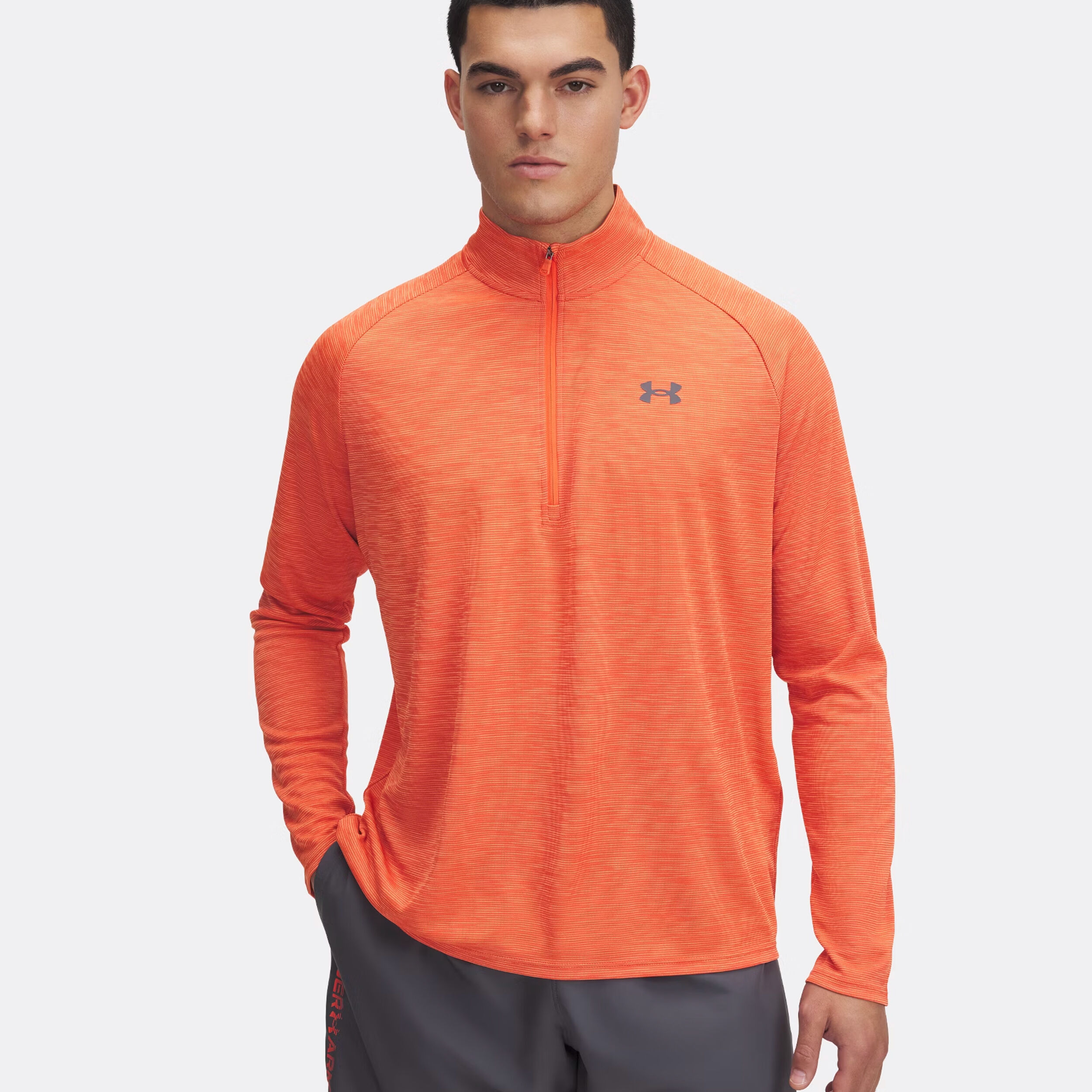 Under Armour Tech Textured Half-Zip Haut Manches Longues Hommes - Orange