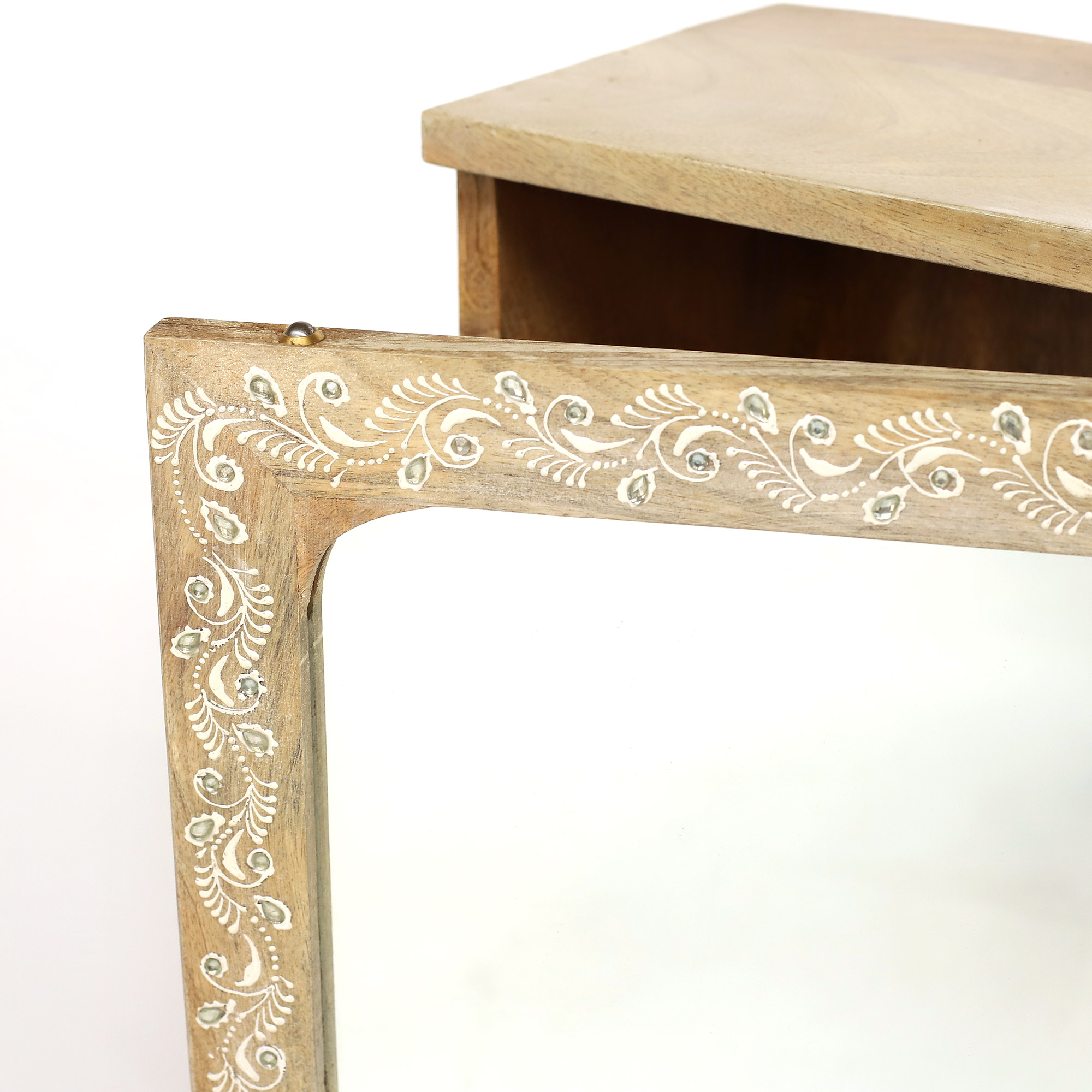 Hängeschrank mit Spiegel, natur, weiß, H 58 cm, B 40 cm, L 20 cm von fischer's lagerhaus