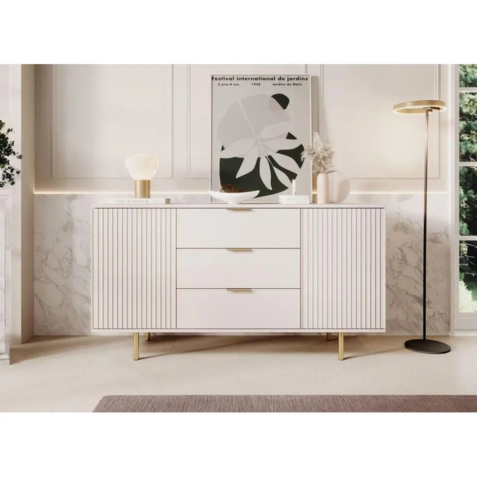 Meubella - Dressoir Nicola - Beige - 150 cm