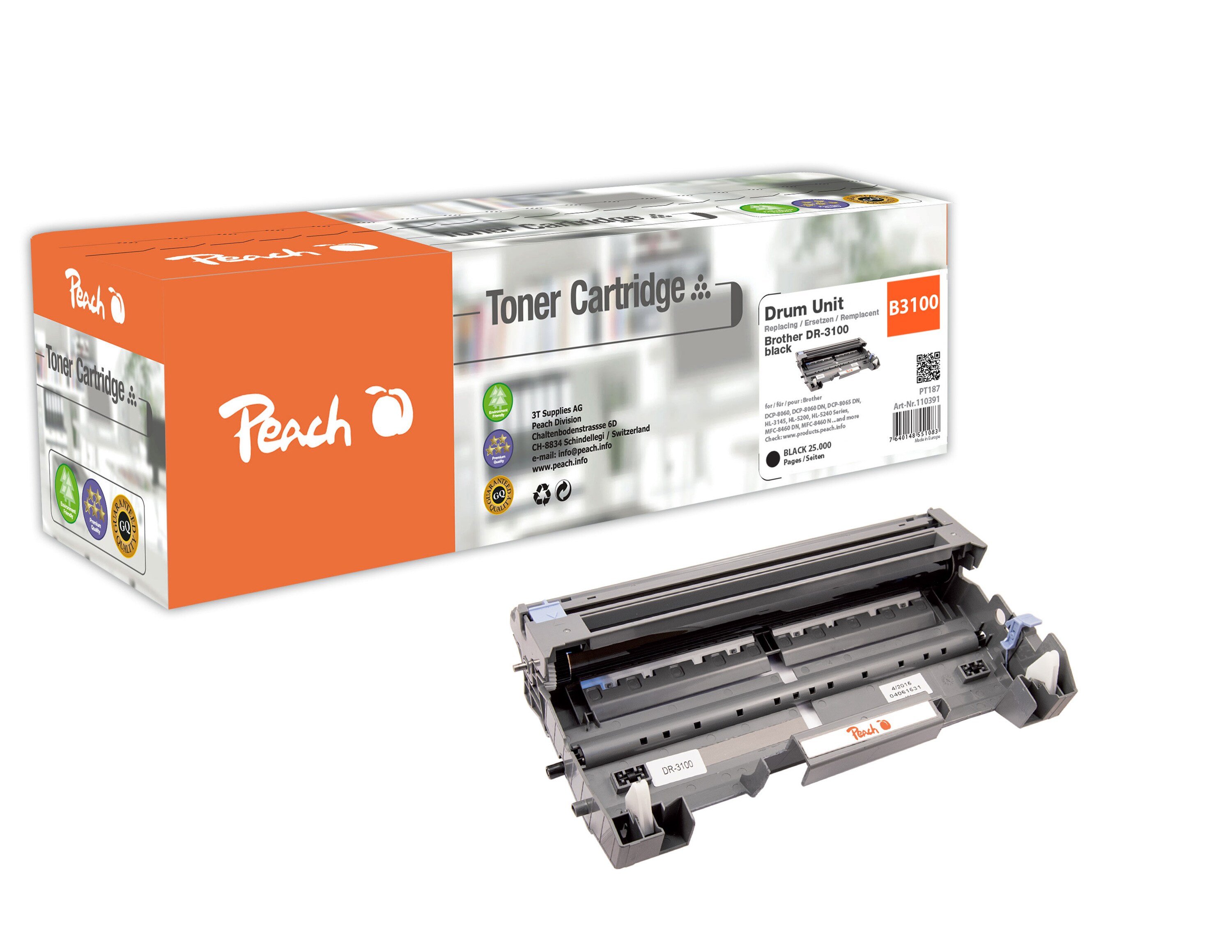 Peach B3100Trommeleinheit ersetzt Brother DR-3100 für z.B. Brother DCP -8060, Brother DCP -8065 DN, Brother HL -5200, Brother HL -5240 (wiederaufbereitet)